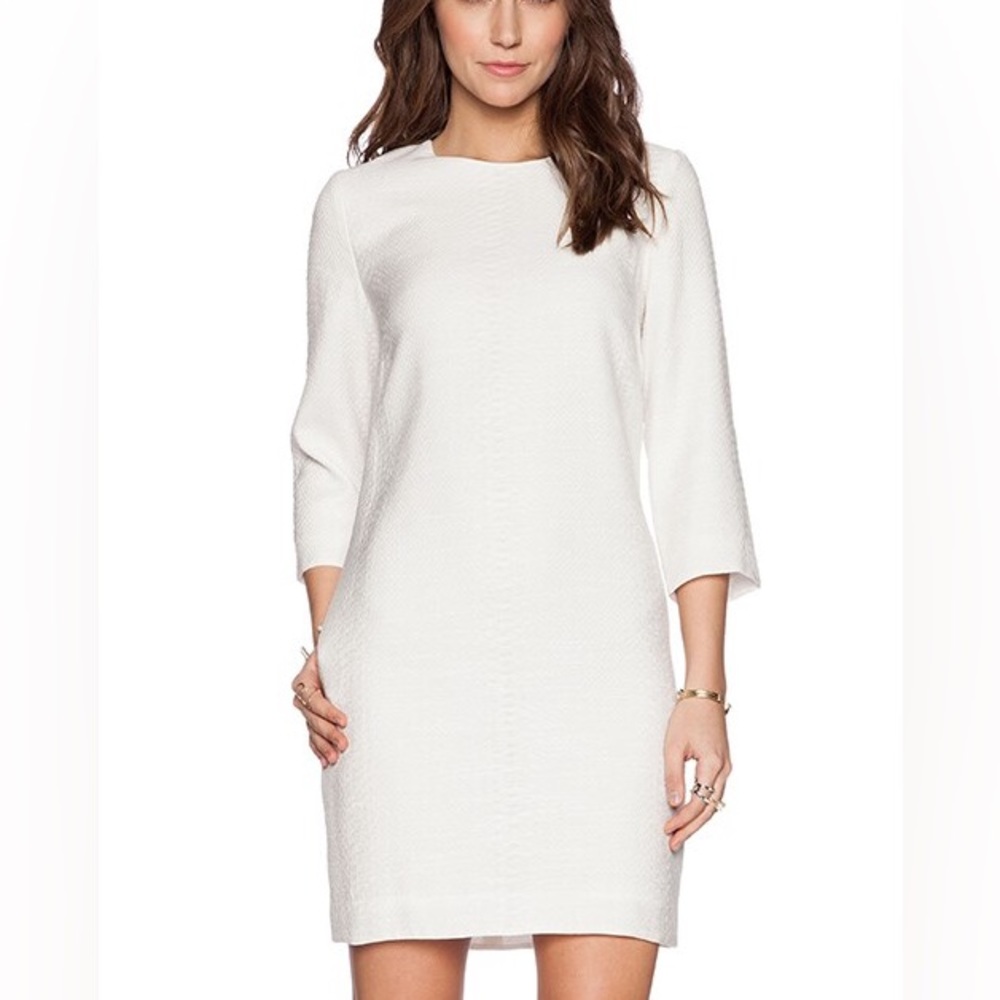 NWT Vince White Jaquard Long Sleeve Shift Dress